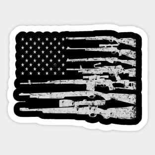 Big American Flag With Machine Guns 2A Flag Sticker